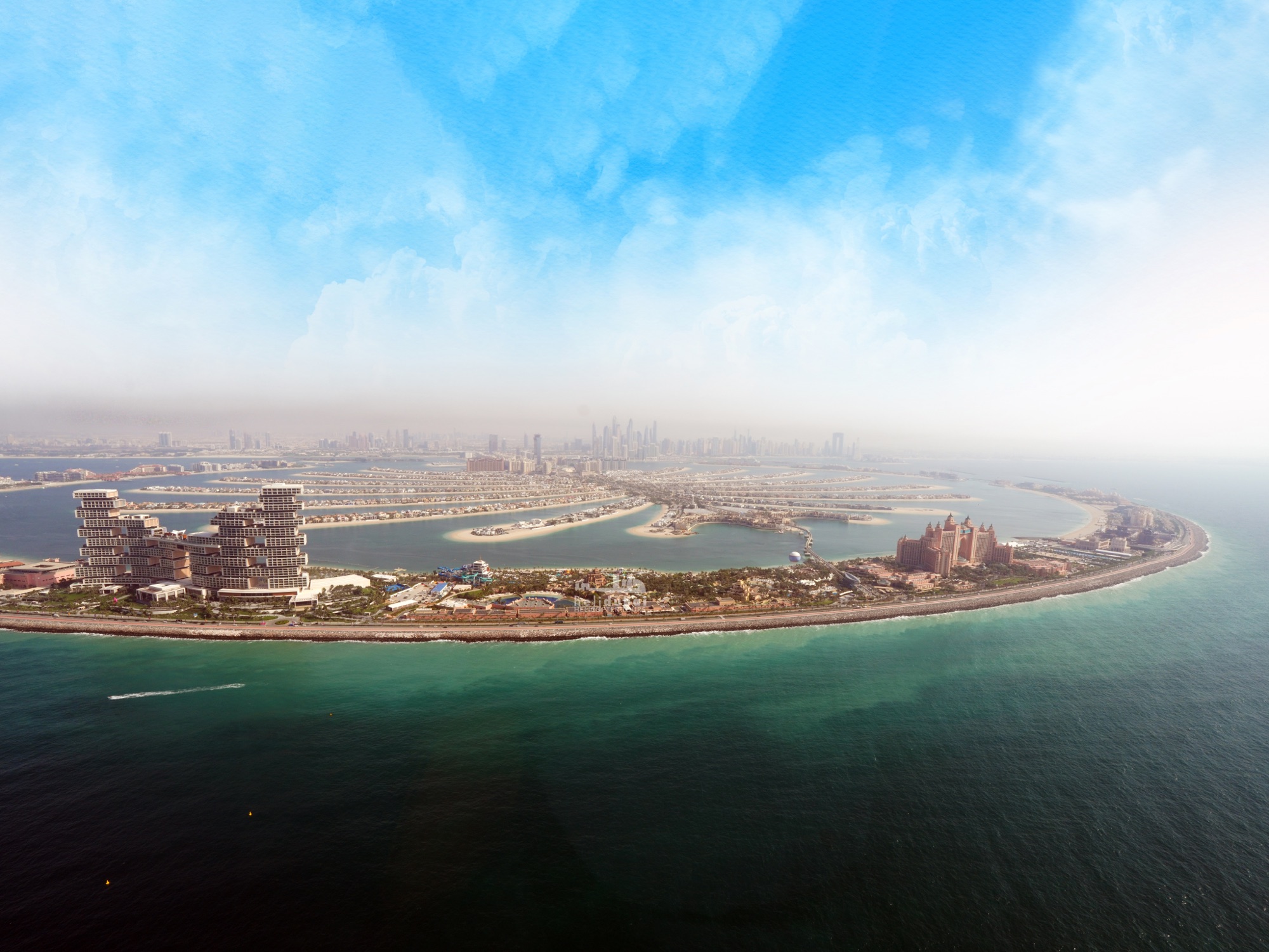 Helicopter over Dubai (takeoff near Burj Al Arab)